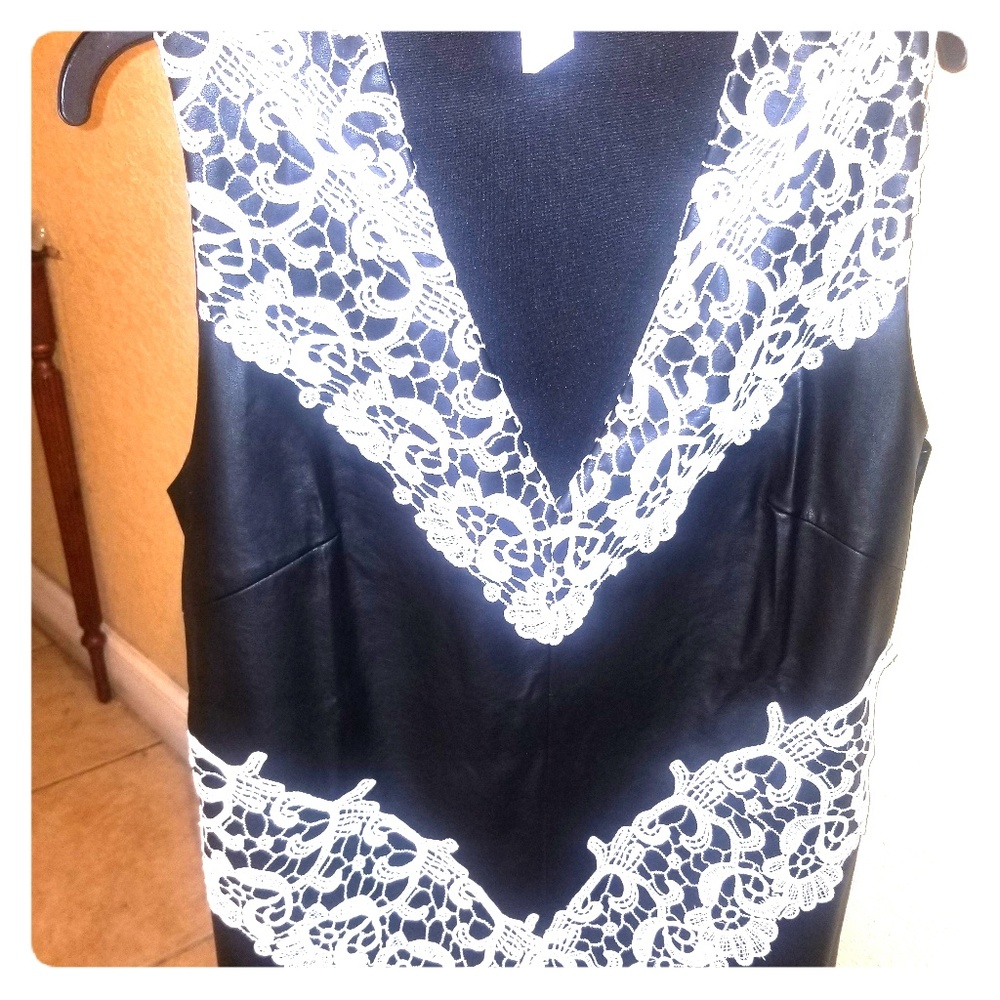 Pleather and lace top